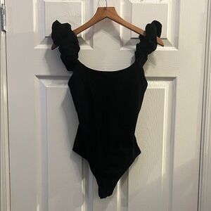 Express Black Kids One-Piece Swimsuit with Ruffle Straps